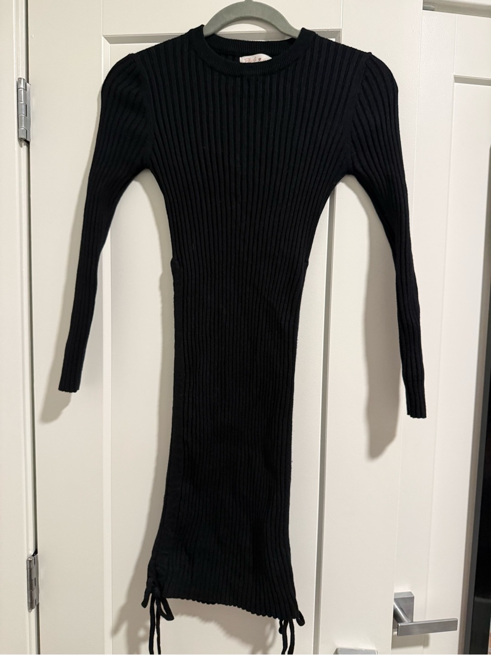 Blush Black Ribbed Long Sleeve Bodycon Dress